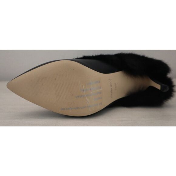 Charles David Women Sz 7.5M Black Vandal Rabbit Fur/Leather Heeled Booties - Picture 4 of 11